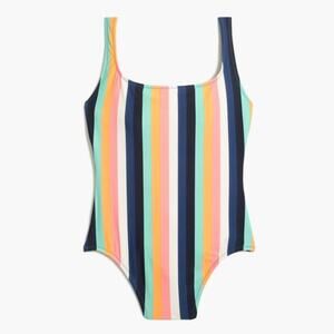 J. Crew Women's Scoopback One-Piece Swimsuit in Colored Stripe